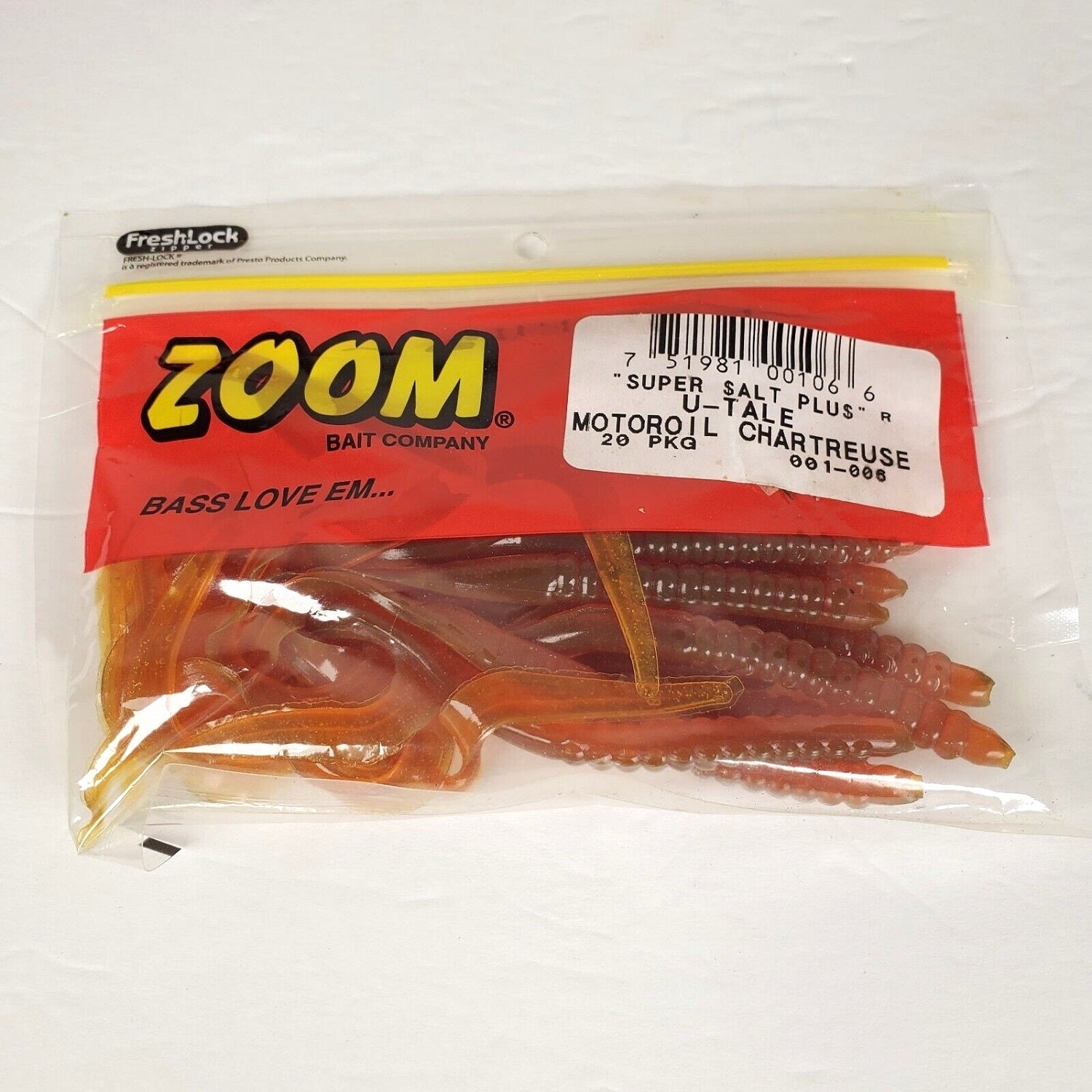 Zoom U-Tale Worm, 6-3/4", 20pk