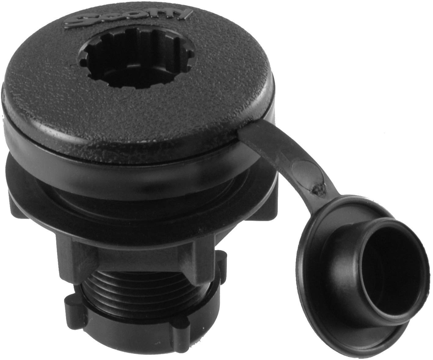 Scotty Compact Round Threaded Flush Deck Mounting Bkt, Black Sealed  w/ Rain Cap