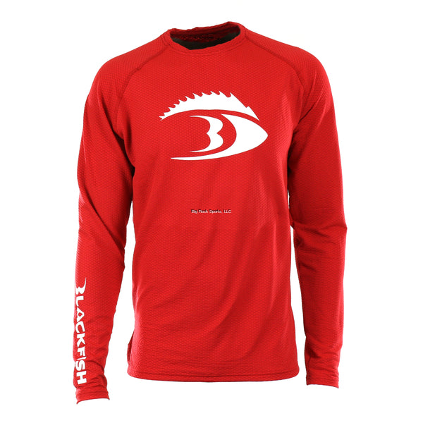 Blackfish CoolCore UPF Angler Long Sleeve Fin (Red/White) size Medium