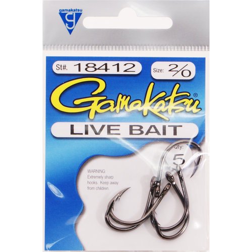 Gamakatsu Live Bait Hook, Needle Point, Ringed Eye NS Black