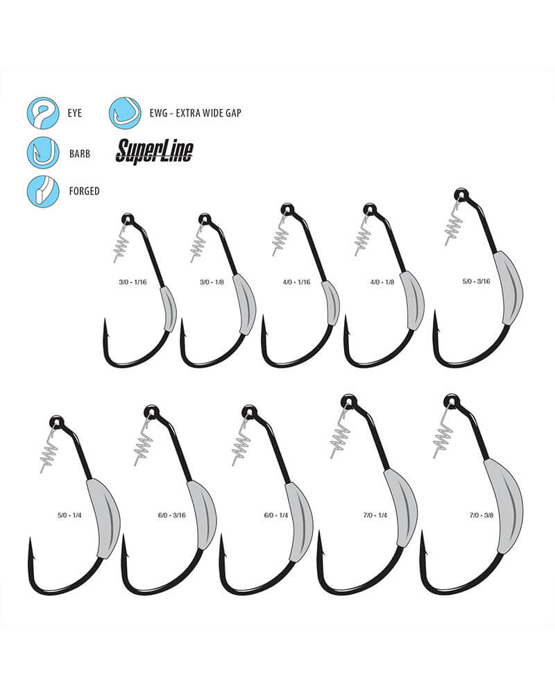 Gamakatsu Superline Weighted Worm Hooks W/Spring Lock