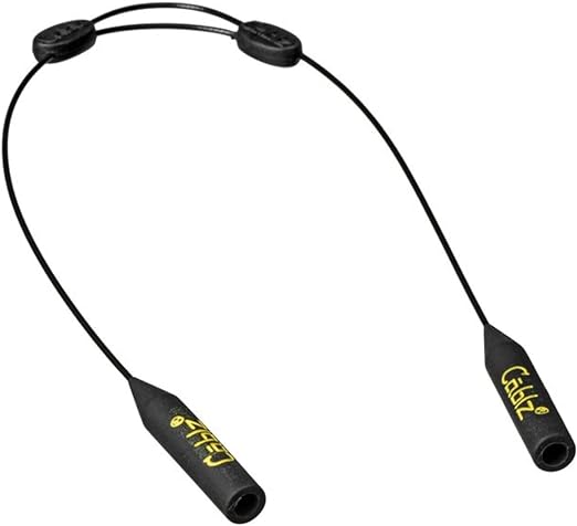 Cablz Zipz Adjustable Eyewear Retainer, Rubber End, 12", Black Stainless Steel