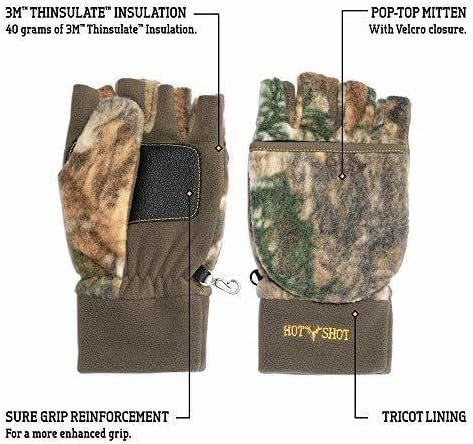 Hot Shot Men's Insulated Camo Realtree Edge "Bulls-Eye" Fuzzy Mittens X-Large