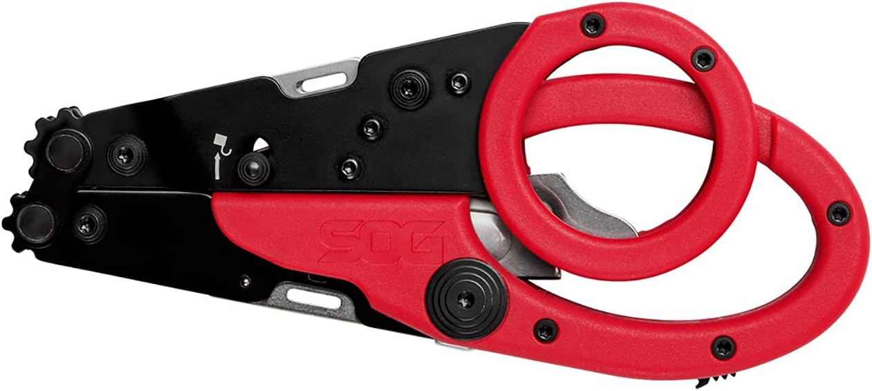 SOG ParaShears Lightweight Backcountry Stainless Steel Multi-Tool, 11 Tools, Red