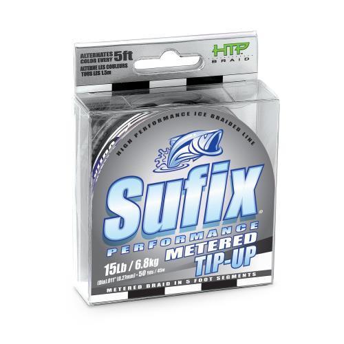 Sufix Performance Tip Up Braided Line 50yd Spools Black and Metered