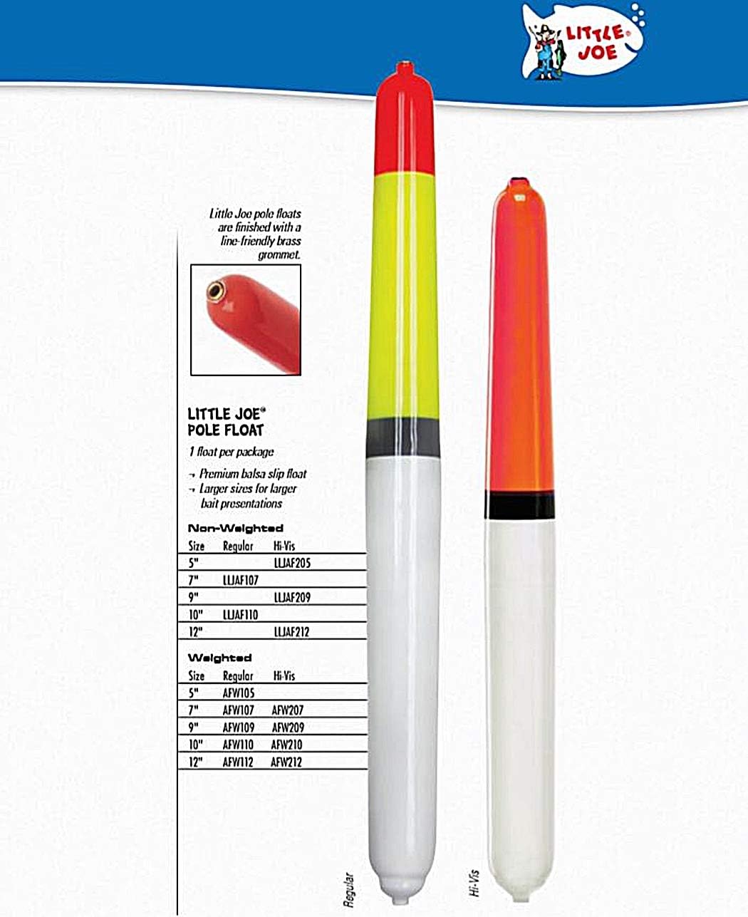 Little Joe Weighted Pole Float, 5", Fluorescent Orange/Yellow/White