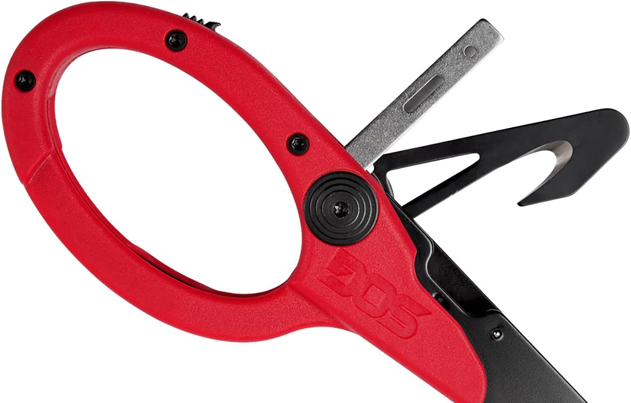 SOG ParaShears Lightweight Backcountry Stainless Steel Multi-Tool, 11 Tools, Red