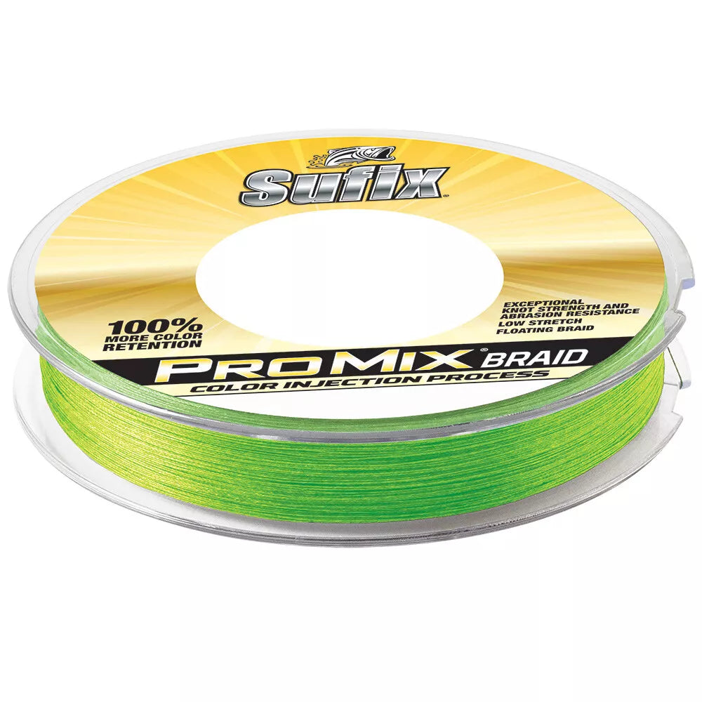 Sufix 630-110L ProMix Braid, 10 lb 300 yd Spool, Neon Lime