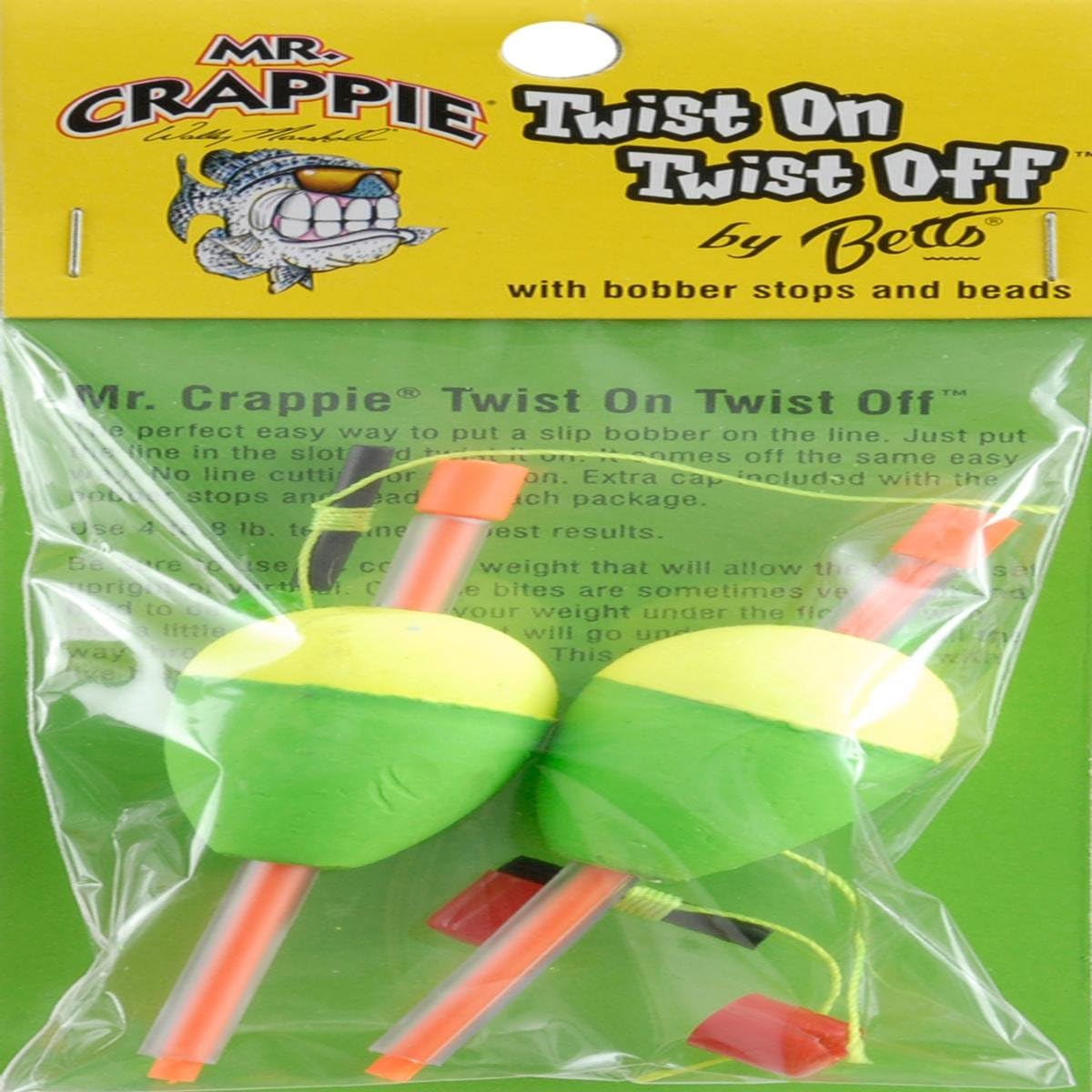 Mr. Crappie YG Twist On Twist Off Unweighted Pear Float, 1 1/2" Yellow/Green