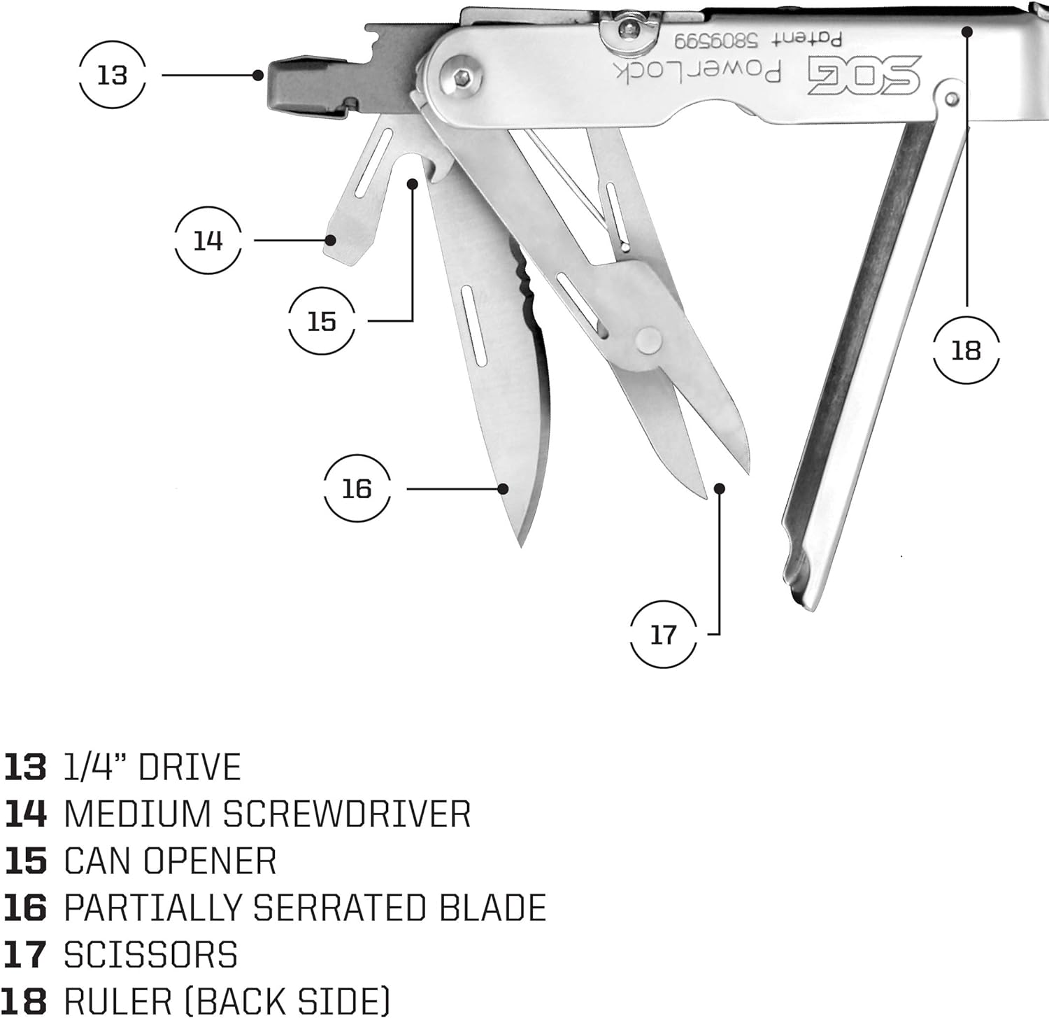 SOG PowerLock Heavy Duty Multitool Pliers with Ballistic Nylon Sheath and Clip