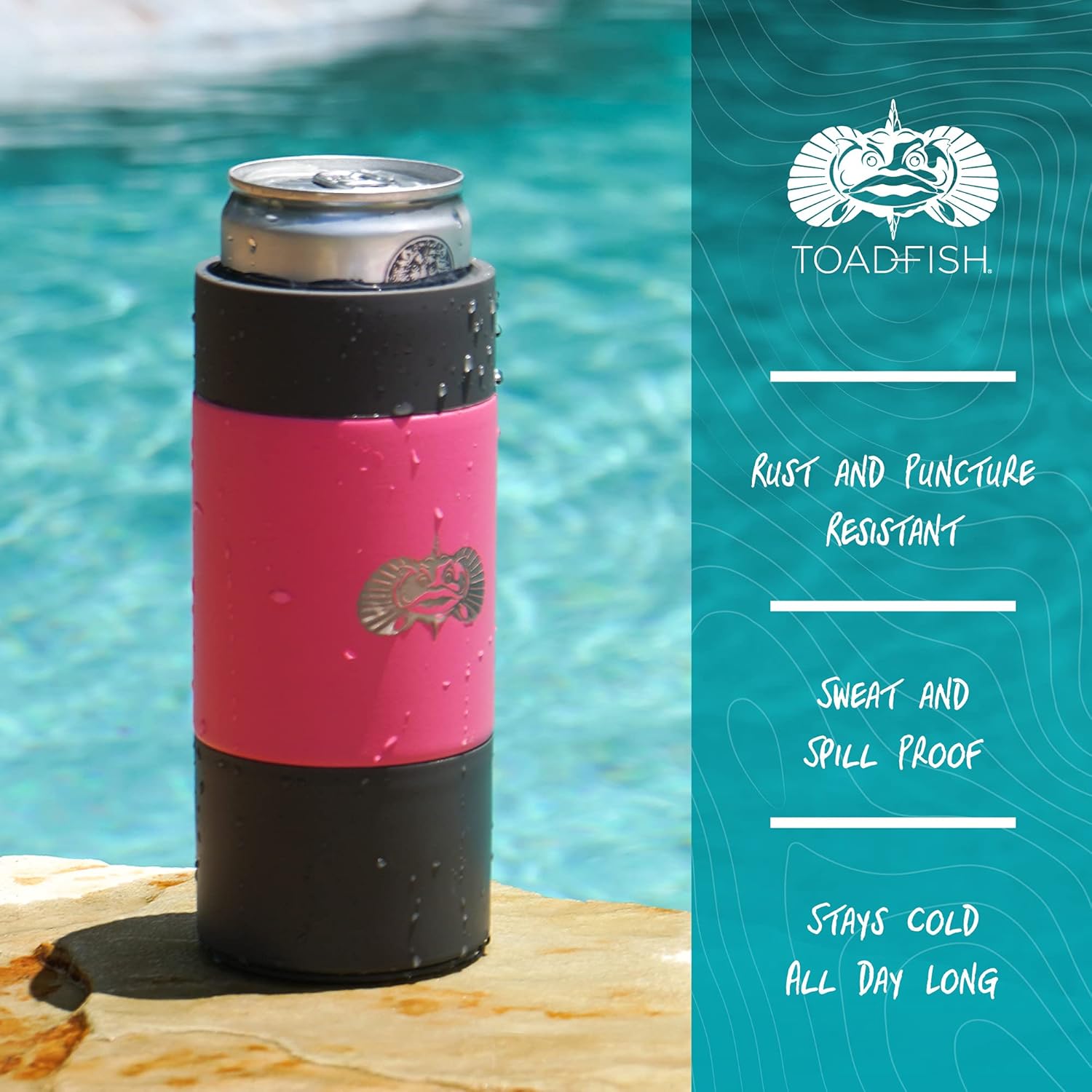 Toadfish Non-Tipping SLIM CAN Cooler for 12oz Cans, Graphite