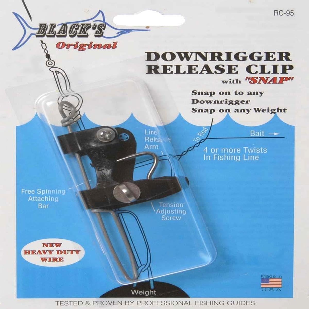 Black Marine Downrigger Release Clip Blk with Ring & Snap Wire