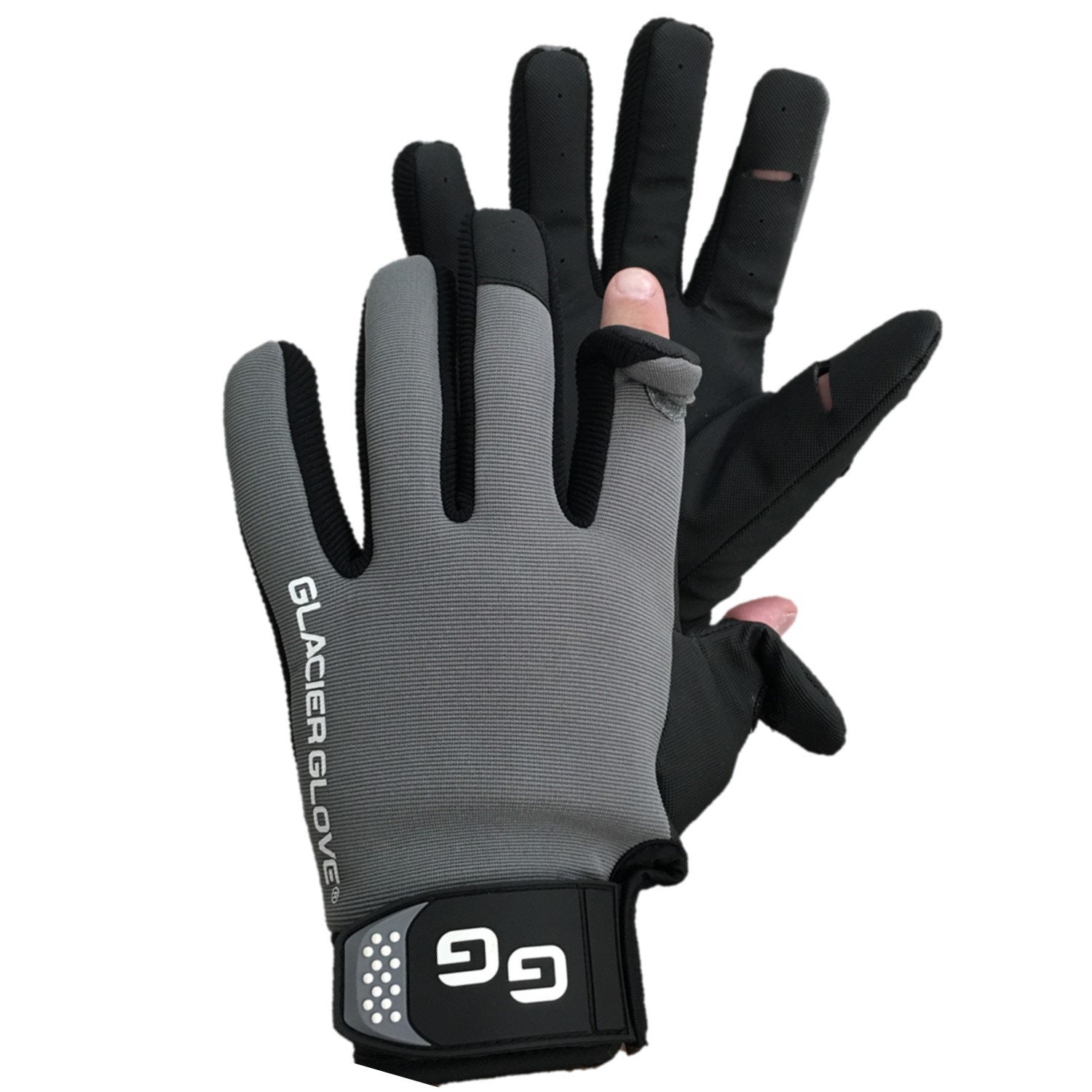 GlacierL Lt.Neoprene Glove Slt/Fng w/Imt Leather Palm, Lrg Black