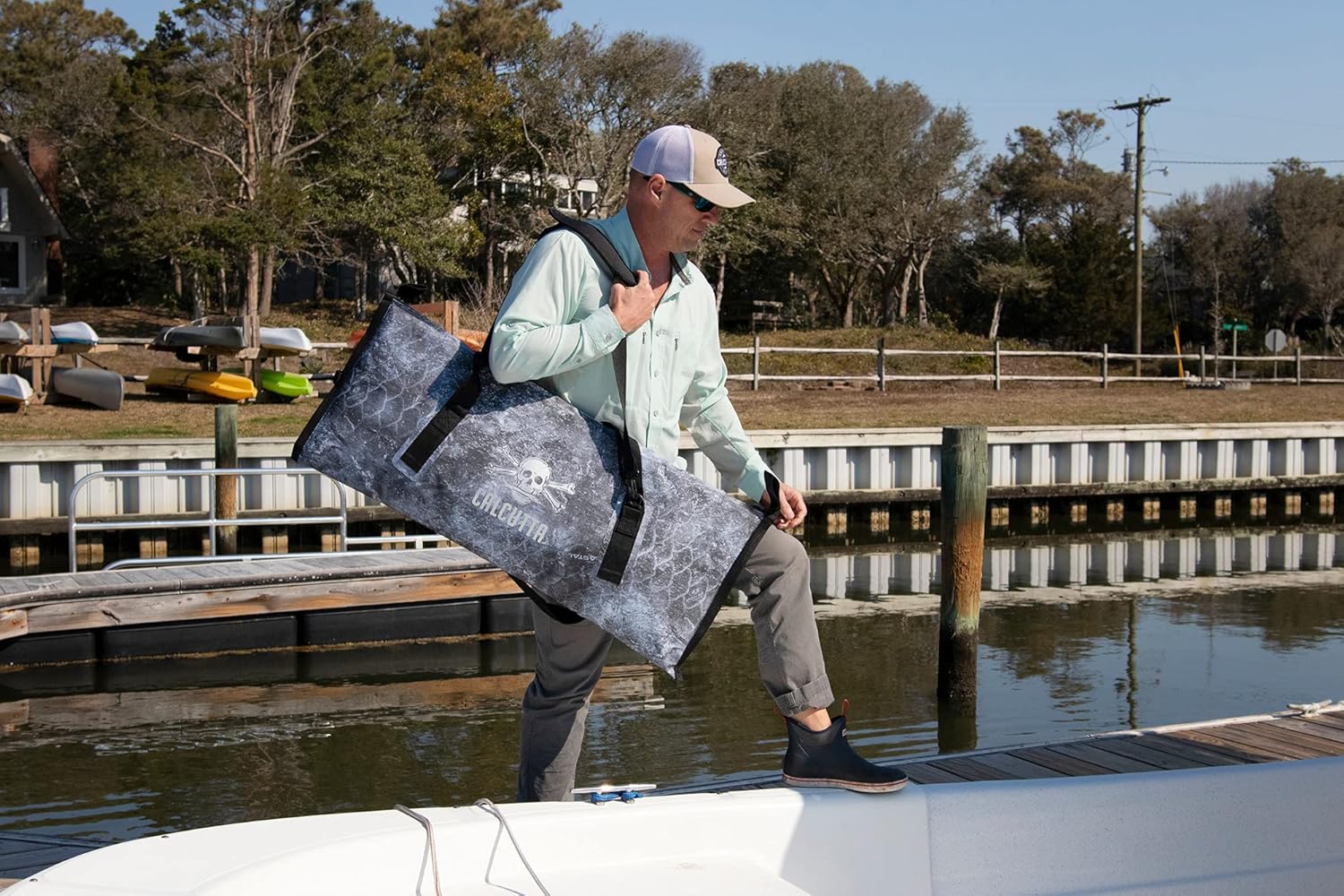 Calcutta Pack Fish Cooler, 40"x16", Built in Ruler, Mossy Oak Cloudbank