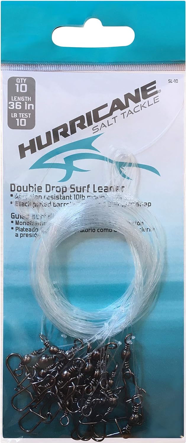 Hurricane Surf Fishing Leader Bundle - 10 Pound Double Drop Surf Leader, 20 Pound Double Drop Surf Leader, and 30 Pound Double Drop Surf Leader