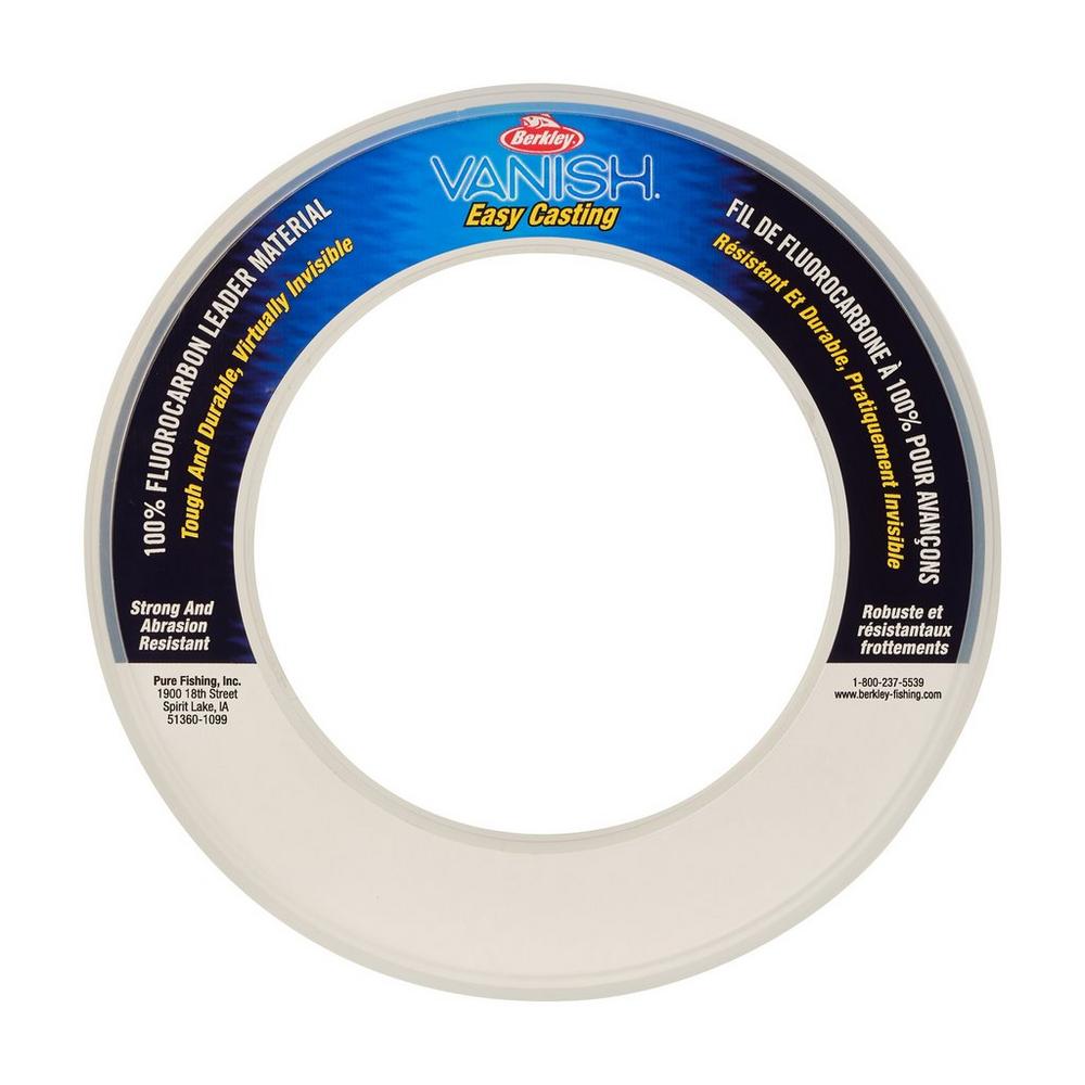 Berkley Vanish Fluorocarbon Leader Material Coil, 30yd Wrist Spool, Clear