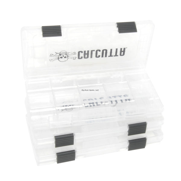 Calcutta 3/pk 3500 Clear 2-Latch Tackle Tray,Fishing Storage Box, Organizer Case