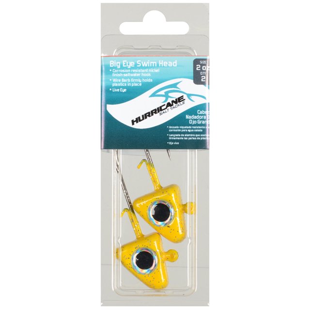 Hurricane Flat Head Shad Jig Head, 2oz, Yellow