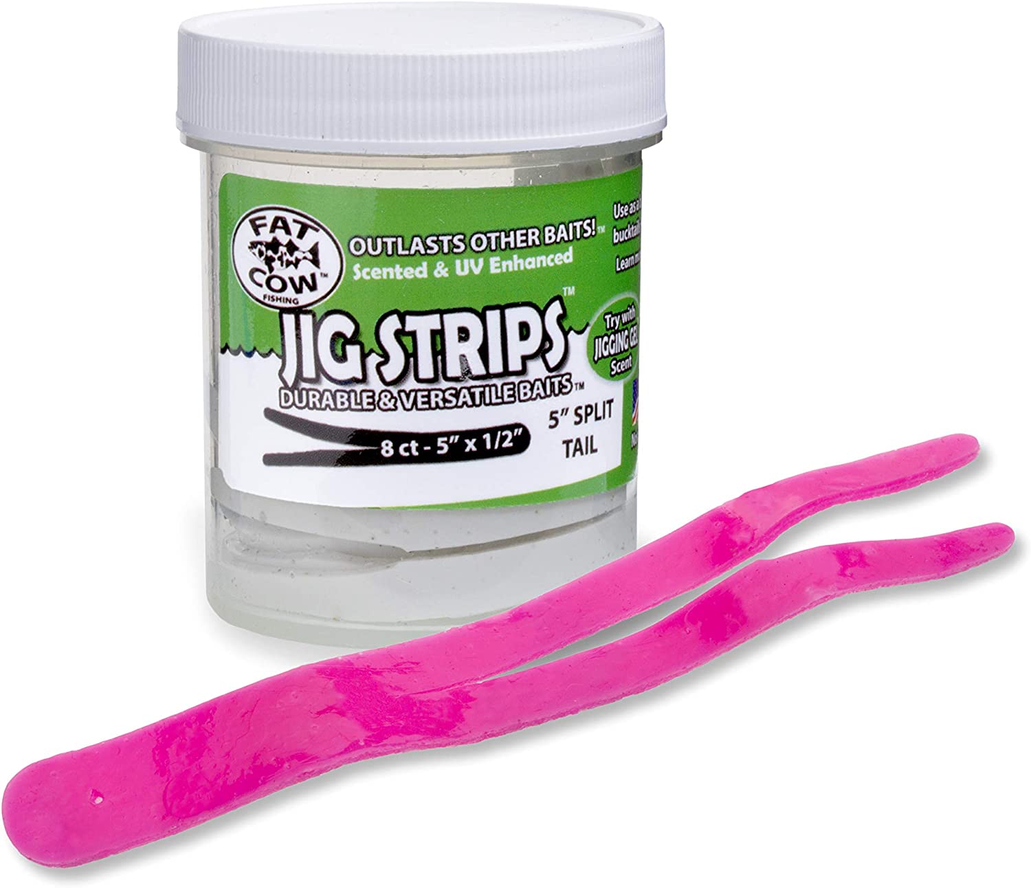 Fat Cow Fishing Jig Strips - Split Tail, 5" X 1/2"