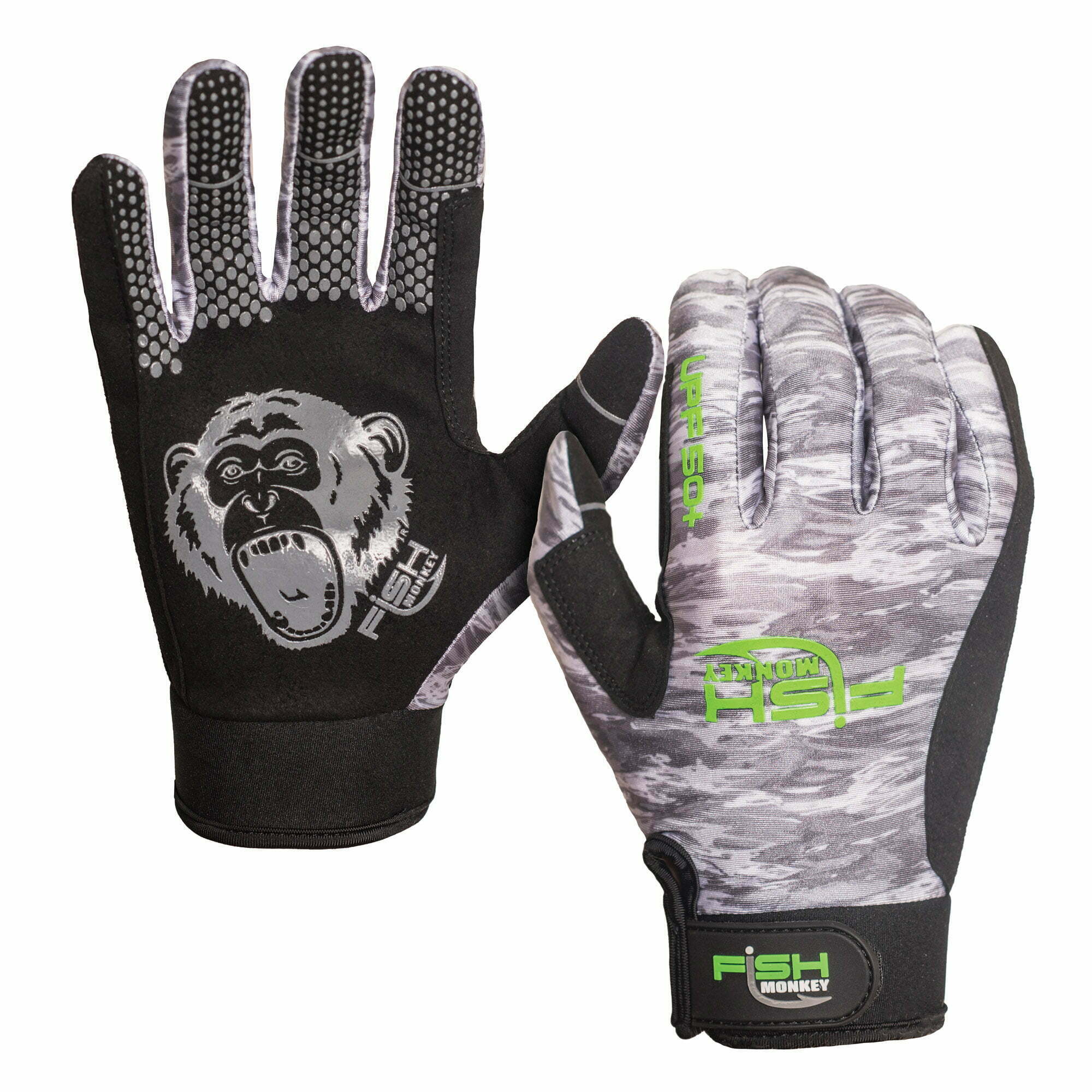 Fish Monkey Free Style Custom Fit Glove Grey Water Camo Large