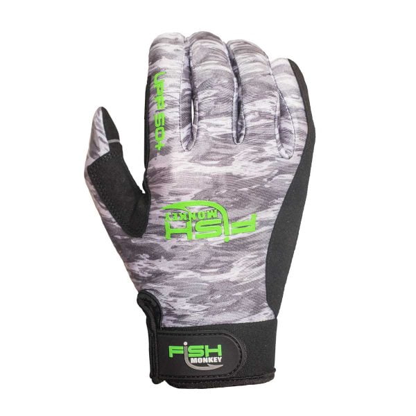 Fish Monkey Free Style Custom Fit Glove Grey Water Camo Large