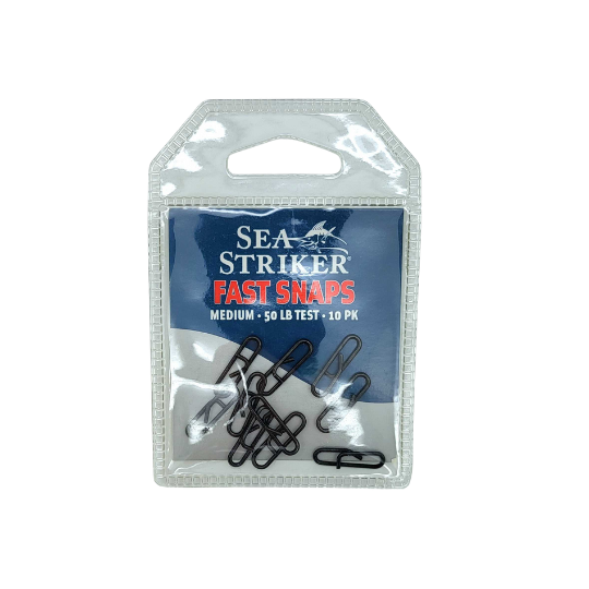 Sea Striker Stainless Fast Snap with KROK Swivel, 50lb, 10pk, Black