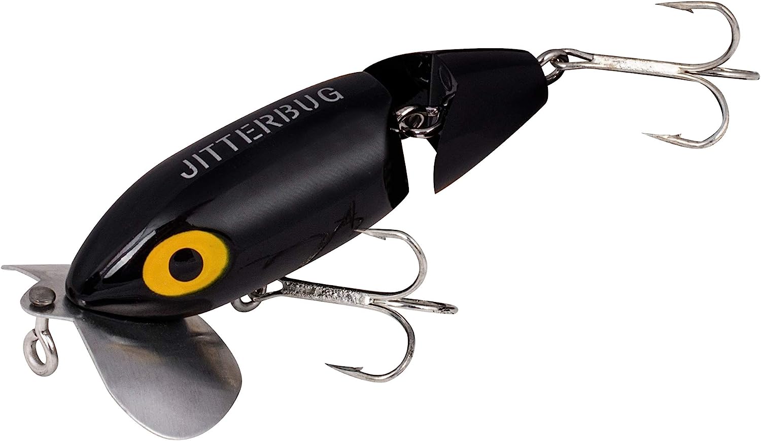 Arbogast Jitterbug Clicker Black 2", 1/4 Oz, Topwater