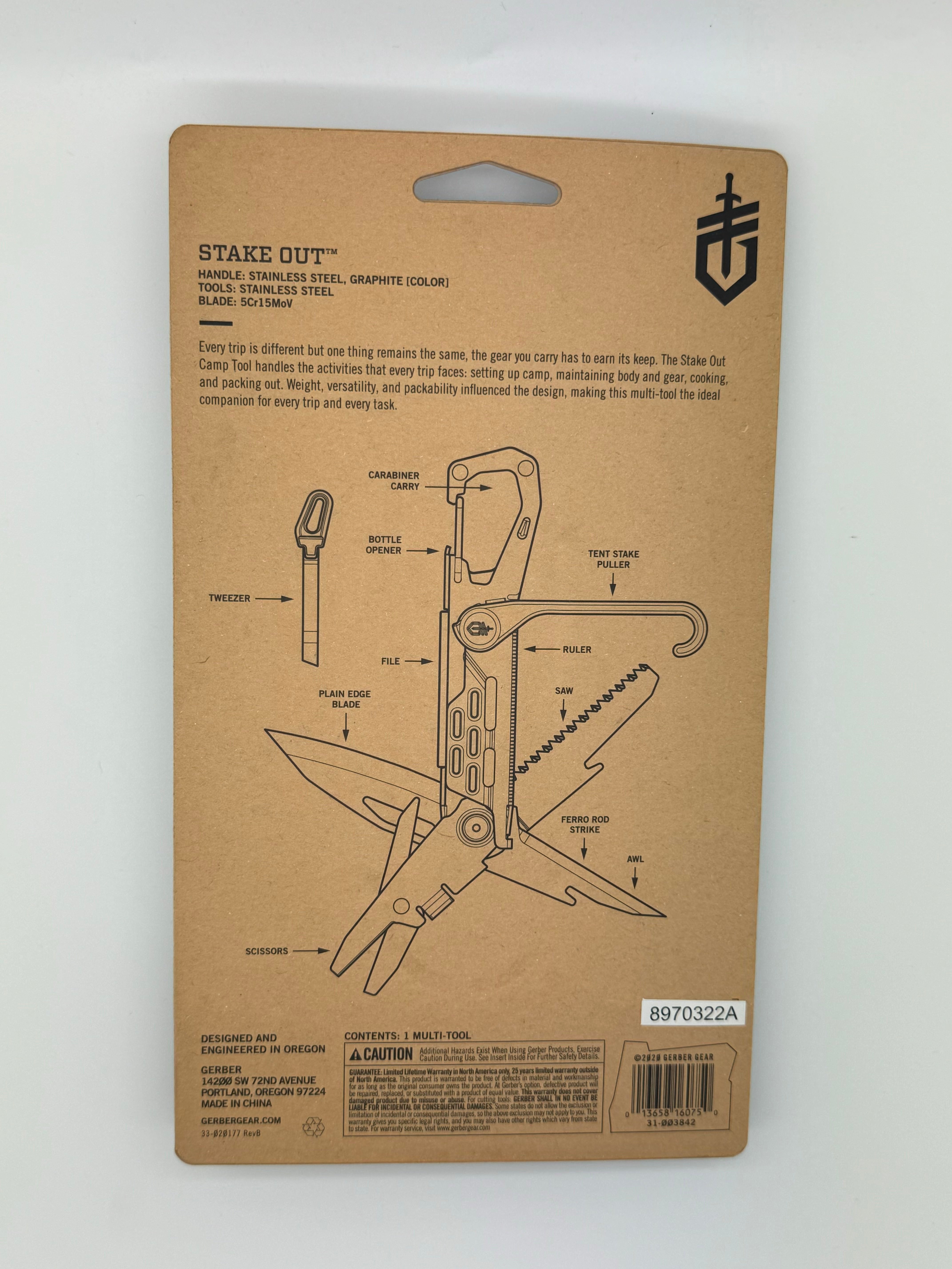 Gerber Stake-Out Camp Multi-Tool Graphite Blister