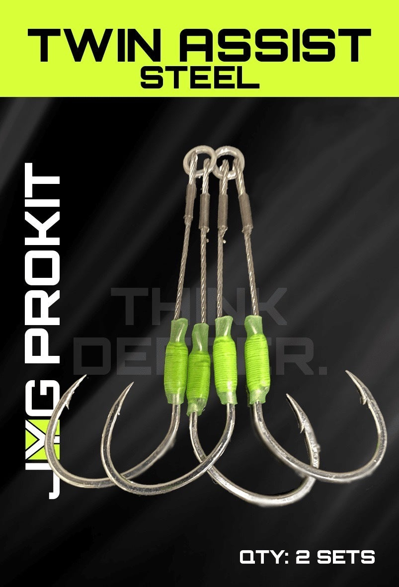 JYG Pro Fishing Twin Assist Hooks Steel- 4/0