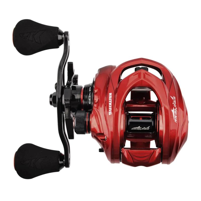 KastKing KRLCSTMJ-91LRE-C Megajaws Casting Reel 9.1:1 Left Hand Red