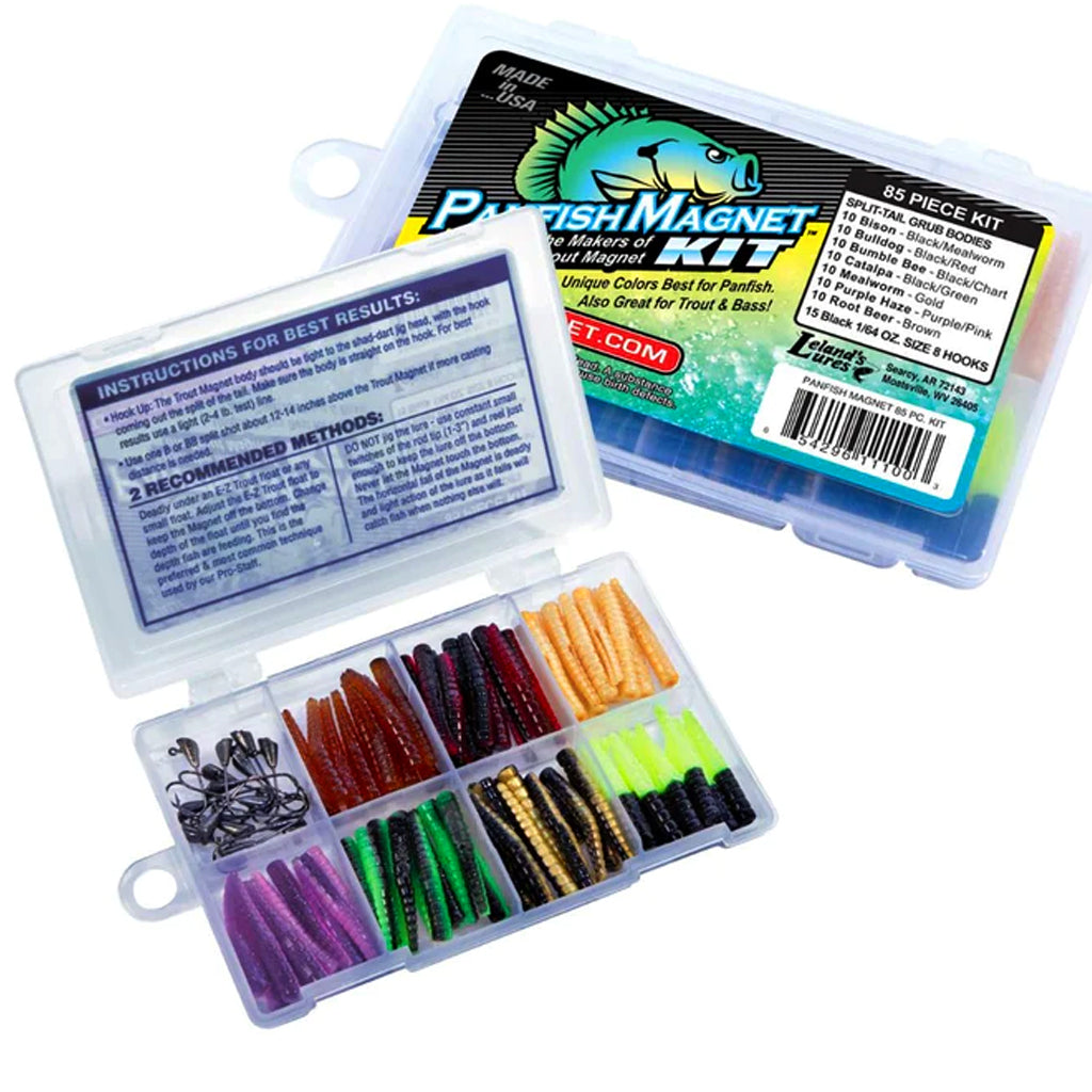 Leland Panfish Crappie Magnet Kit & Grubs  KIT - 85 Piece Made in USA