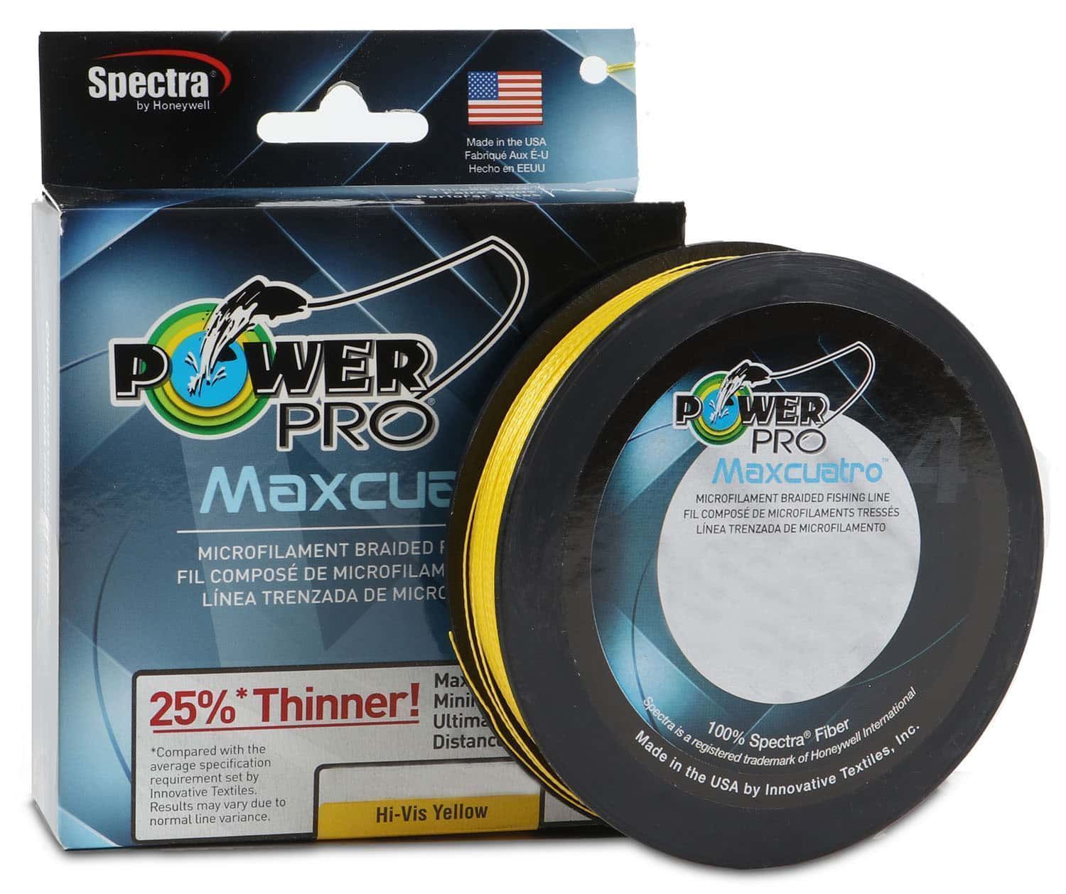 Power Pro Maxcuatro Braided Line (Moss Green/Hi Vis Yellow/White)