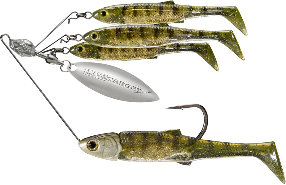 LiveTarget BaitBall Spinner Rig, Large, 5/0 Hook, 1/2 oz, Gold Perch