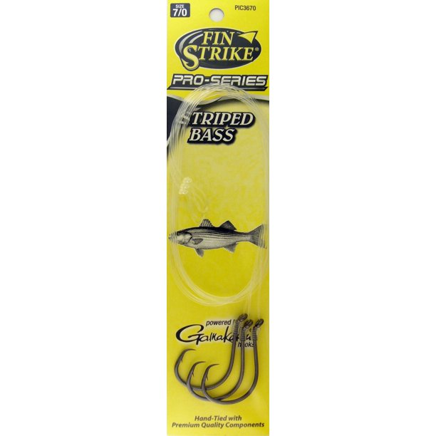 Fin Strike Pro Series Striped Bass Snelled Hook, Size 7/0