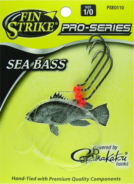 Fin Strike ProSeries SeaBass Rig Baitholder Hook, Blk w/Flo Red Round Beads SPRO