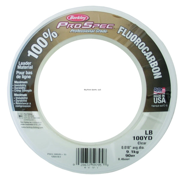 Berkley ProSpec Fluorocarbon Leader Line Spool [20-50lb, 100yd, Clear]