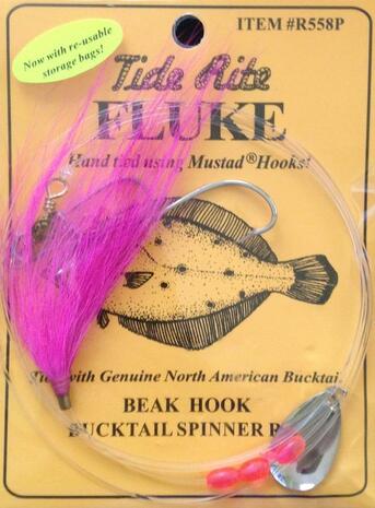 Tide Rite Hand Tied Bucktail Spinner Rigs for Fluke with Mustad Long Shank Hooks