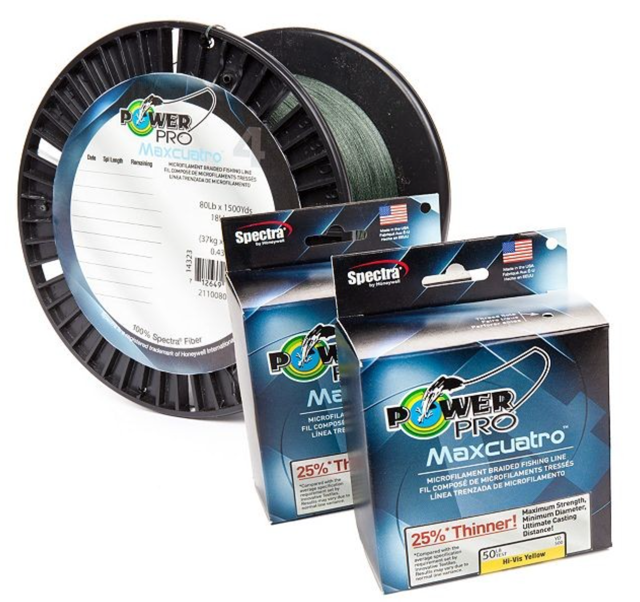 Power Pro Maxcuatro Braided Line (Moss Green/Hi Vis Yellow/White)