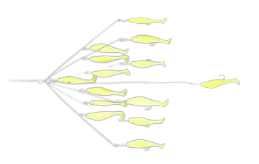 9ER NE 6" 6-Arm Shad Umbrella Rig