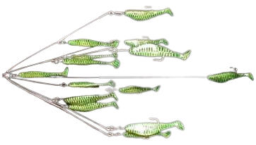 9ER NE 6" 6-Arm Shad Umbrella Rig