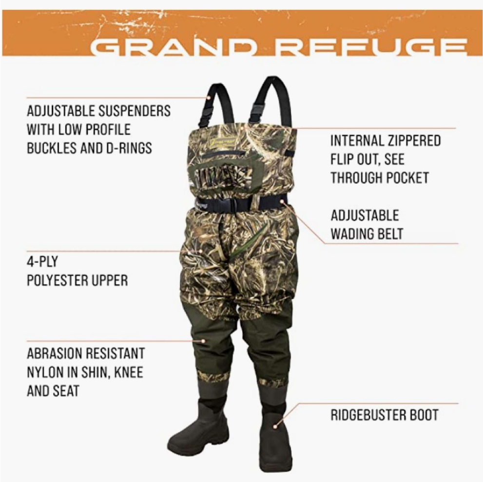 Frogg Toggs 2GR013-800-130 Men's Grand Refuge 3.0 BF Wader, Mossy Oak Bottomland, Size 13