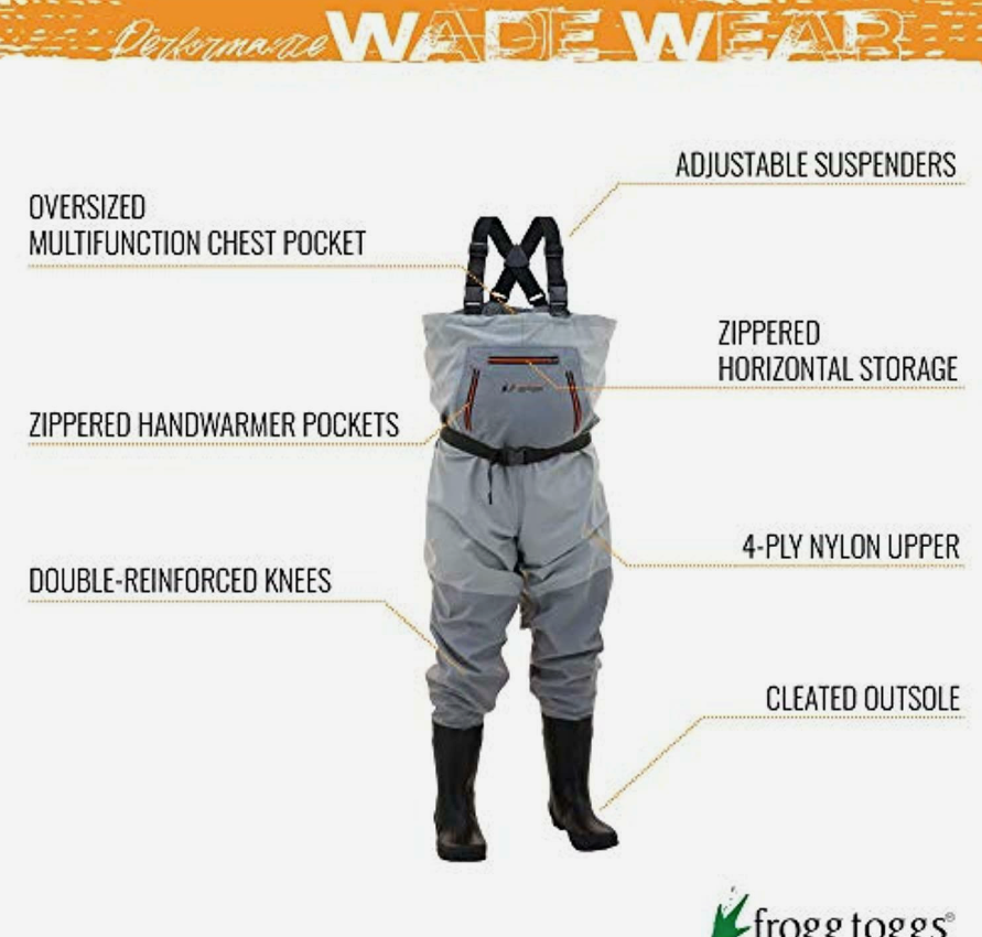 Frogg Toggs Men's Hellbender Stockingfoot Chest Wader, Slate/Gray