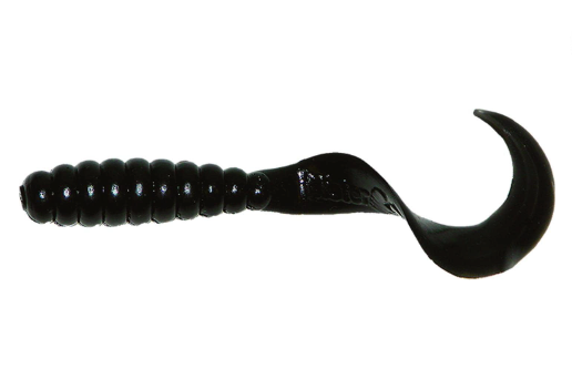 Mister Twister Teenie Curly Tail Grub, 2", Black, 20/Pack