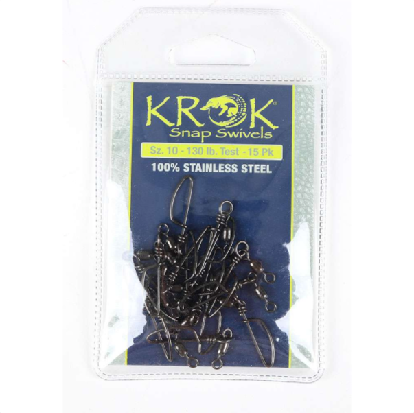 Sea Striker Billfisher Krok Stainless Snap Swivels, Sz 10, 130lb, 15 Pack