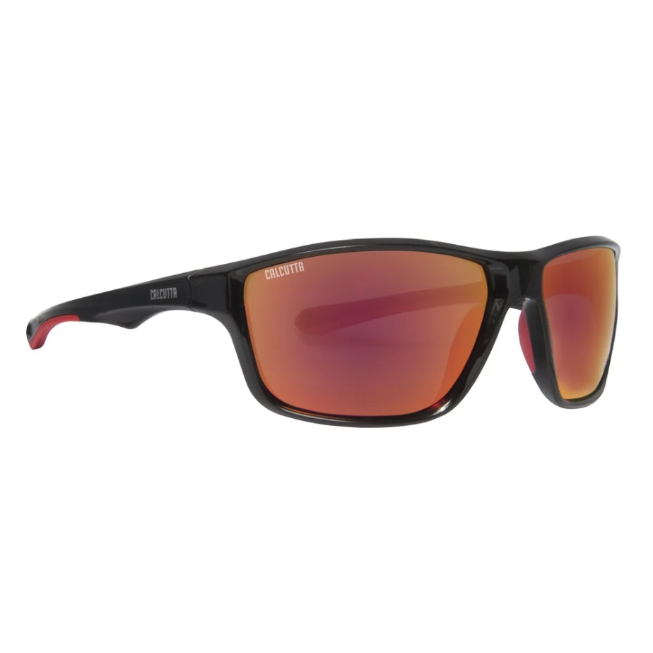 Calcutta Kotor Polarized Sunglasses Shiny Black Frame/Orange Fire Mirror Lens