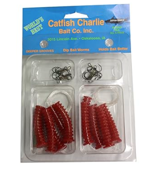 Catfish Charlie Dip Bait Worm, 12pk