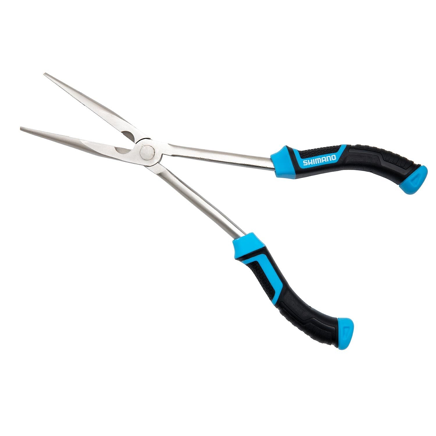 Shimano Brutas, 11", Needle Nose Pliers, Blk/Cyan Handles, High Carbon Steel