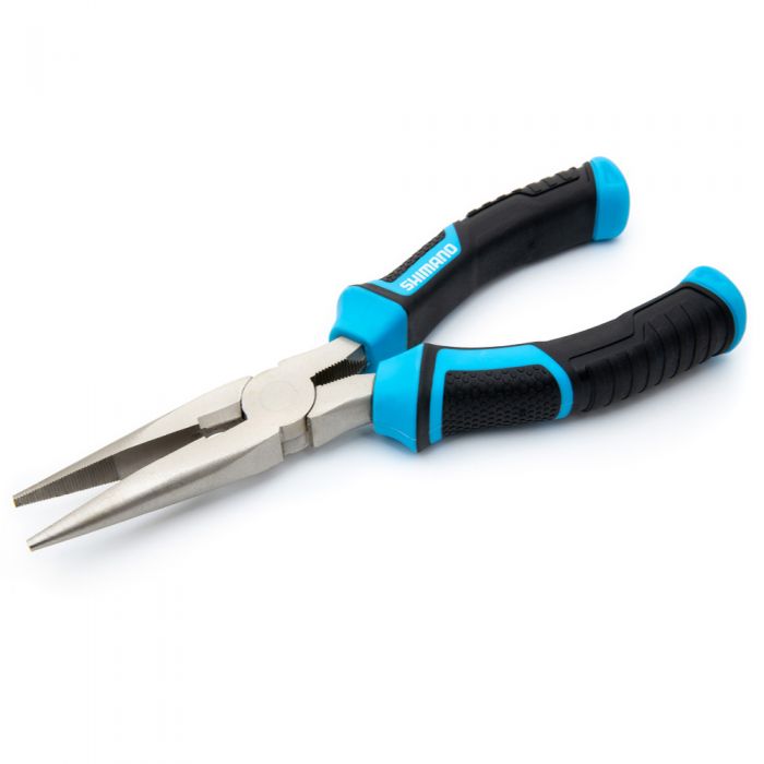 Shimano Brutas, 6", Needle Nose Pliers, Blk/Cyan Handles, High Carbon Steel