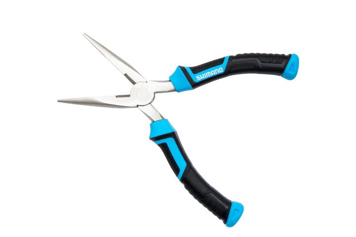 Shimano Brutas, 6", Needle Nose Pliers, Blk/Cyan Handles, High Carbon Steel