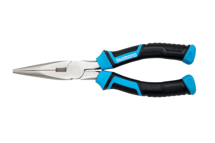 Shimano Brutas, 6", Needle Nose Pliers, Blk/Cyan Handles, High Carbon Steel